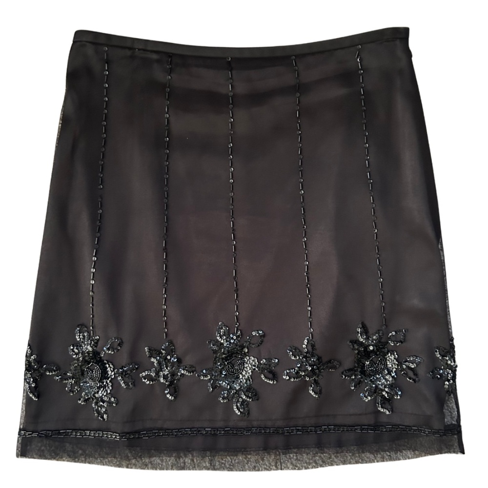 Classy Black Beaded Mini Skirt Y2K Size 10 Holiday NYE Party Date Night